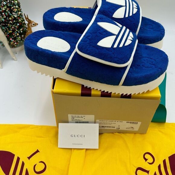 Men’s Gucci X Adidas, slide sandals size 9, made in Italy - Picture 3 of 9